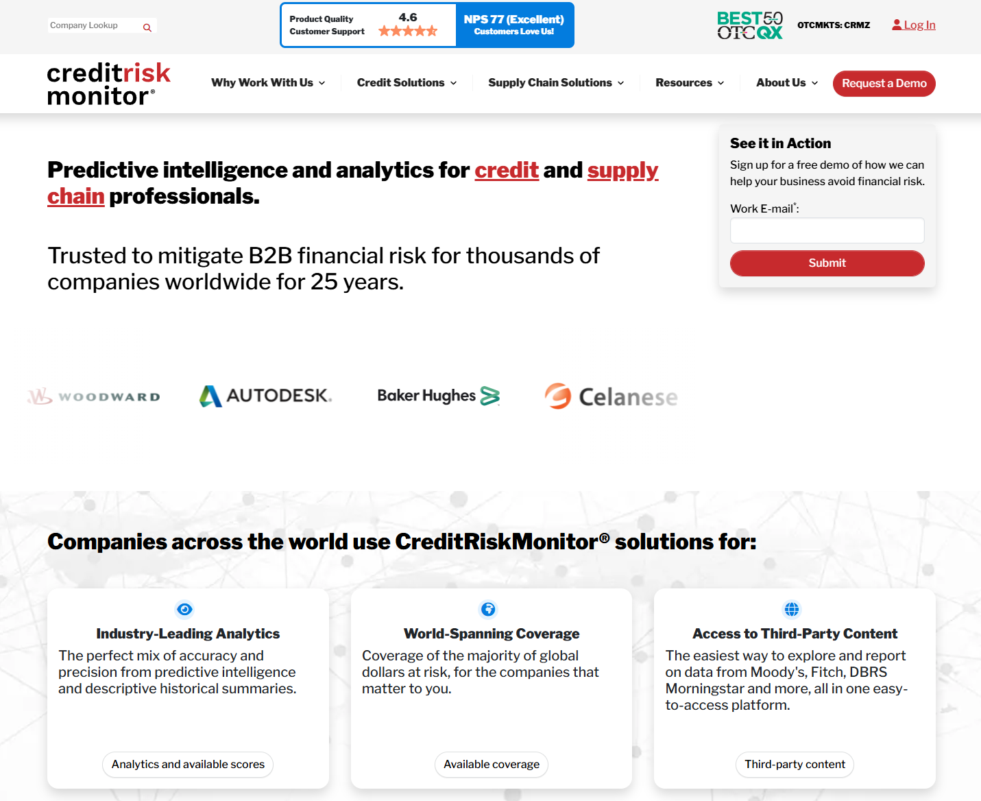 CreditRiskMonitor Desktop Website Screenshot